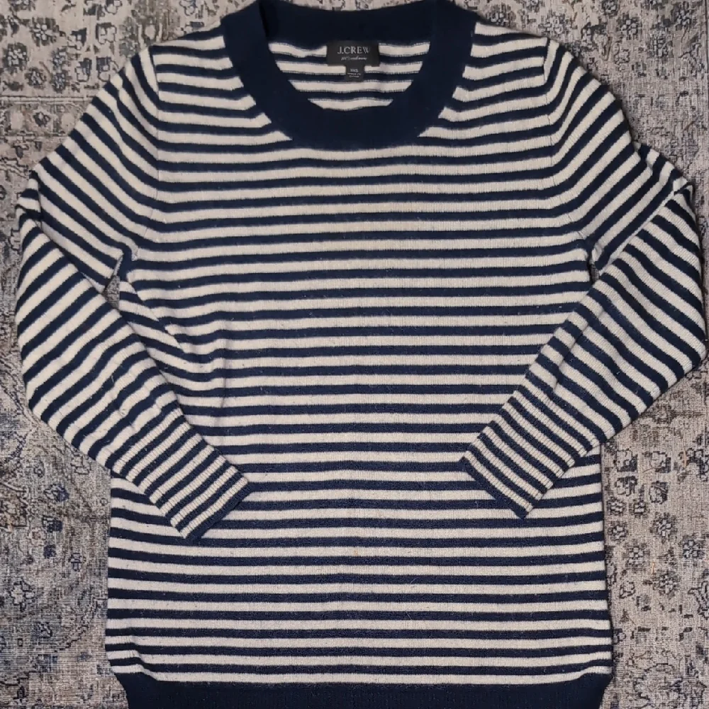 XXS 100% Cashmere J. Crew Navy and White Striped Sweater